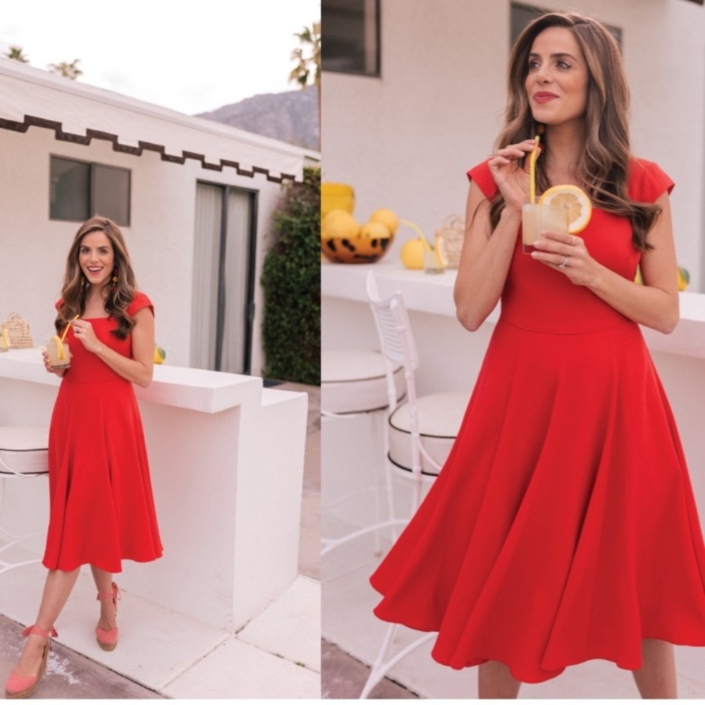 Gal Meets Glam Regina square neckline Dress Venetian Red 10